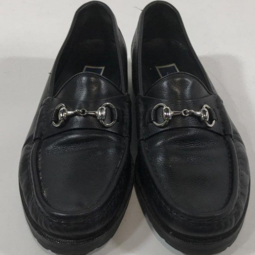 Men's Cole Haan Bragano Black Leather Bit Lug Sole Loafers Size 11M